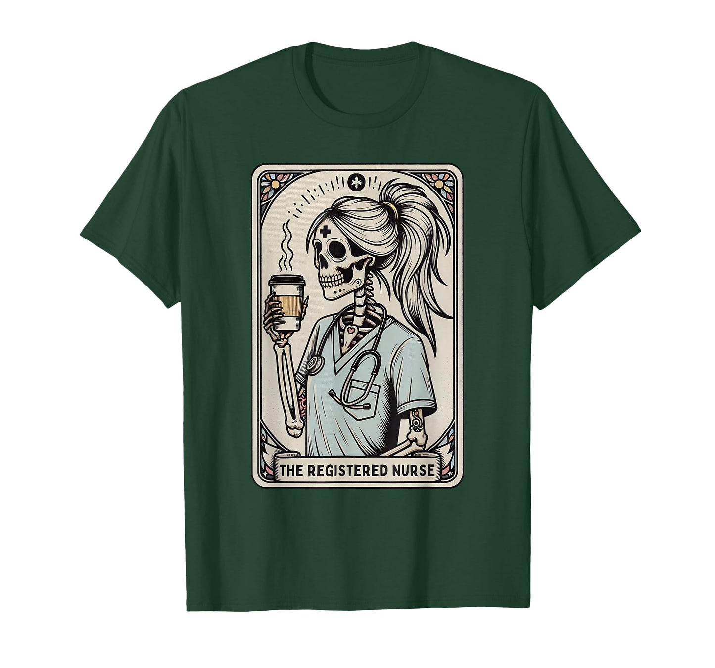 The Registered Nurse Tarot Card Skeleton Happy Halloween T-Shirt