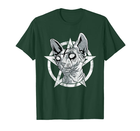Black Metal Sphynx Cat Goth and Death Metal Sphinx Occult T-Shirt