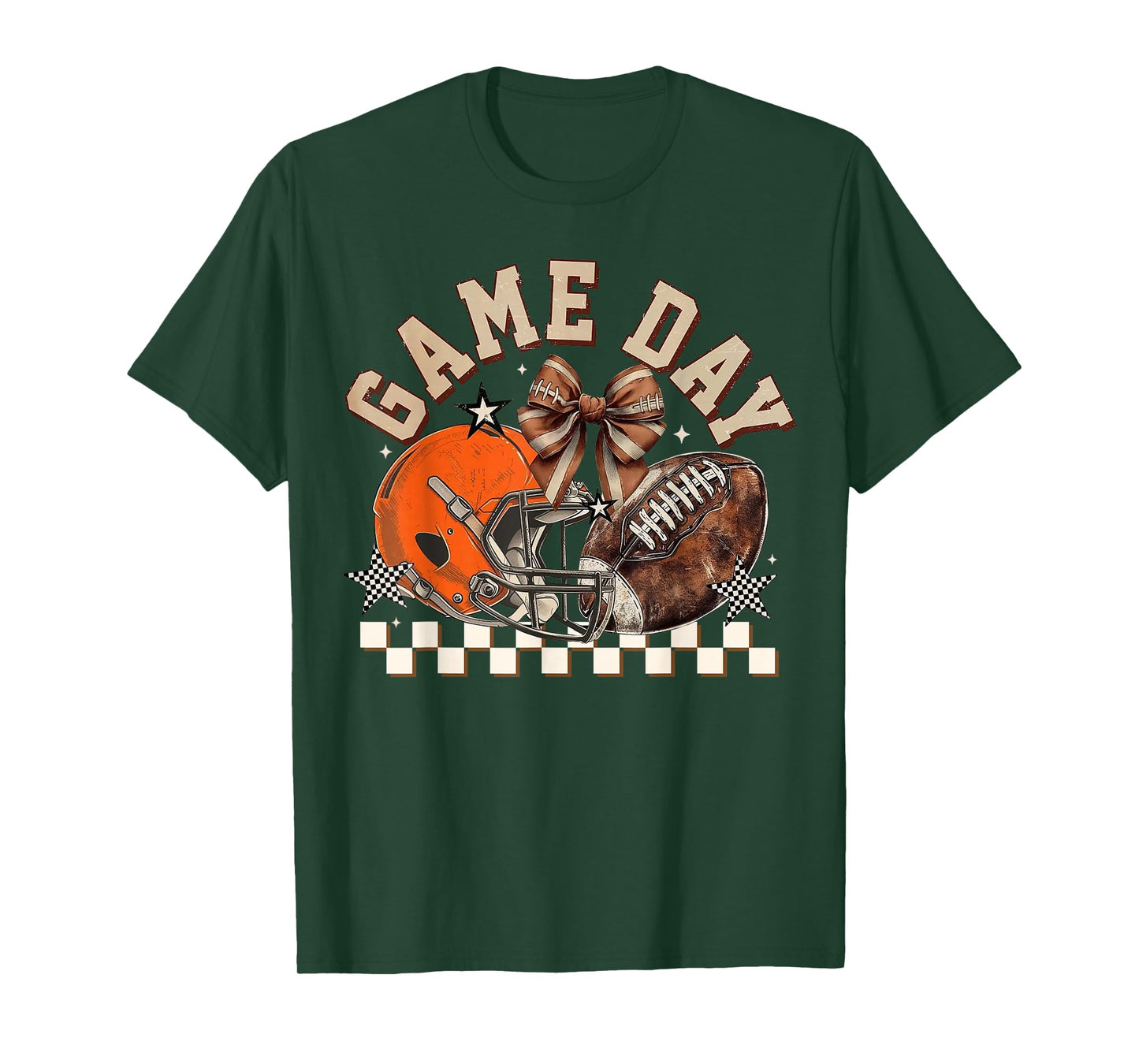 Vintage Football Mom Orange Coquette Bow Game Day Women Girl T-Shirt
