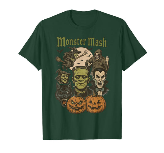 Monster Mash Retro Halloween Funny Monster Spooky Womens Men T-Shirt
