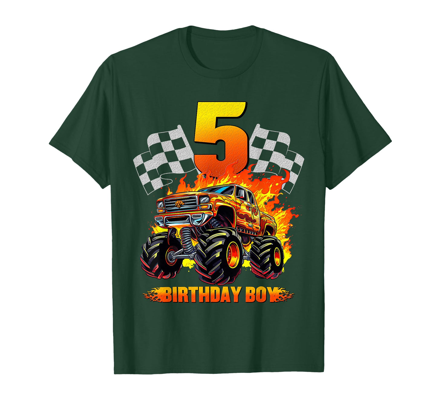 5 Year Old Birthday Monster Truck 5th Birthday Boy Kids T-Shirt