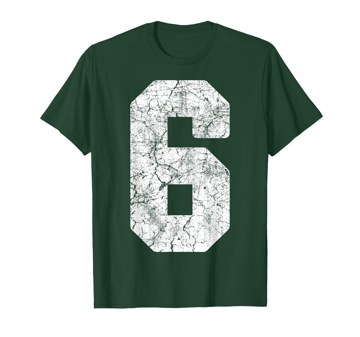 Distressed White Number 6 Jersey Player Uniform #6 Grunge T-Shirt