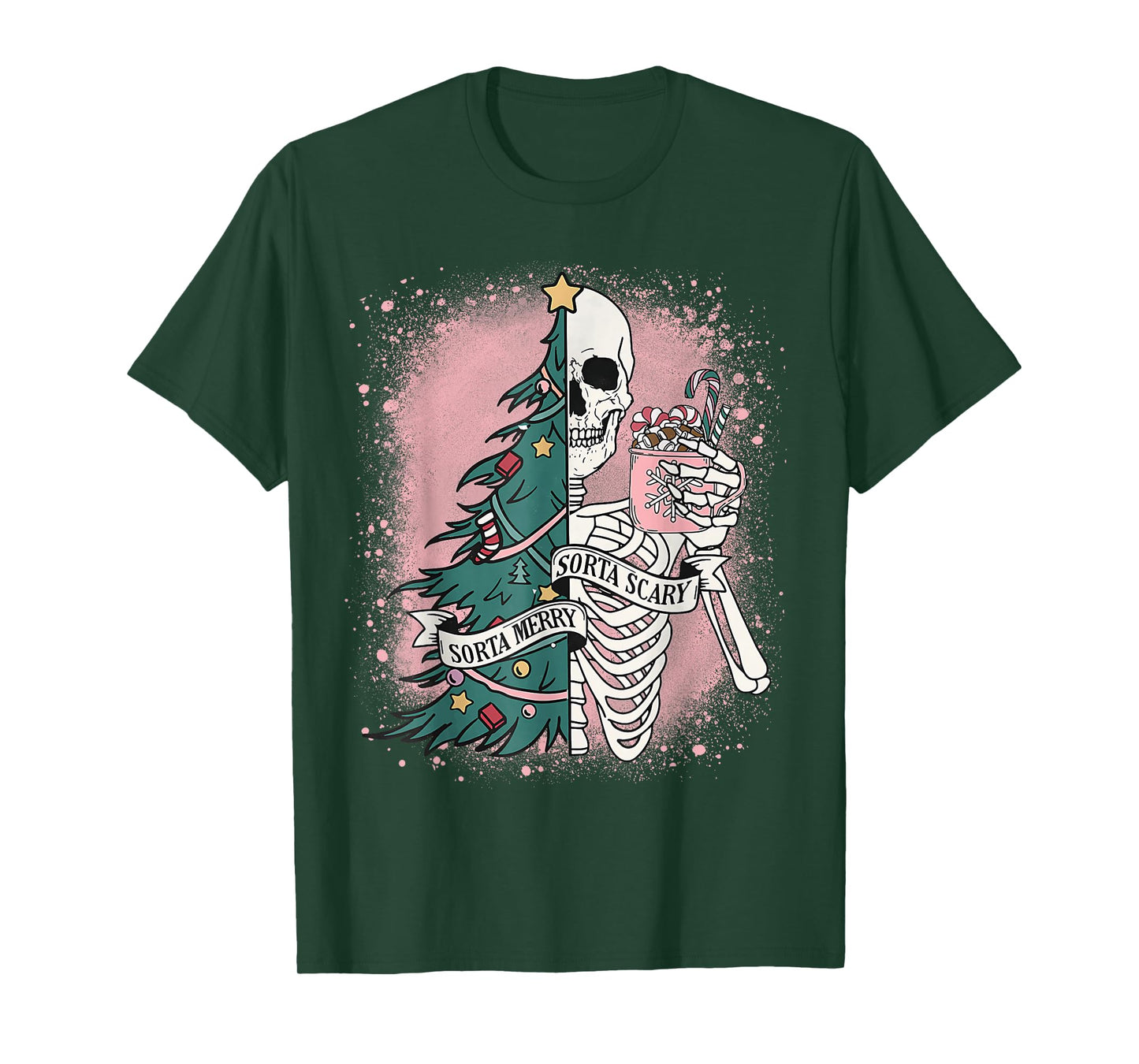 Funny Skeleton Christmas Tree Xmas Sorta Merry Sorta Scary T-Shirt