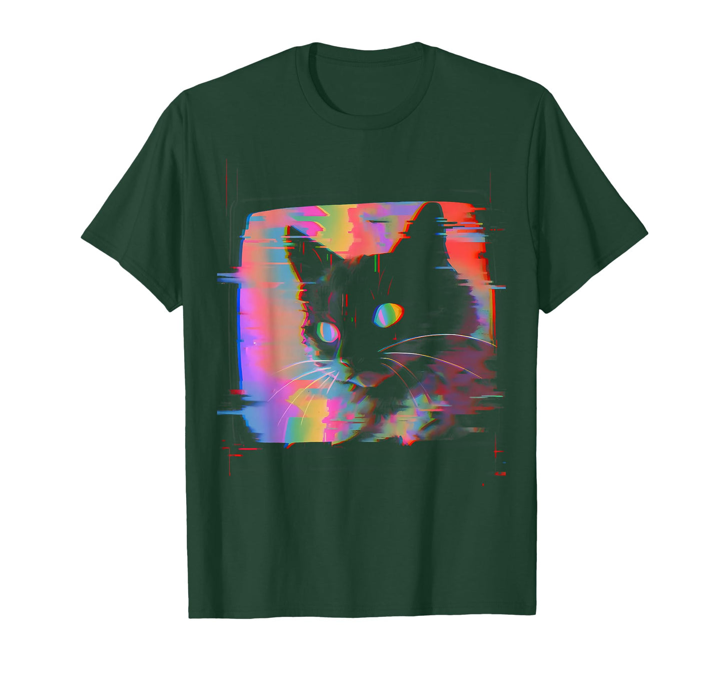Psychedelic Trippy Glitch Cat | 80s 90s Vaporwave Synthwave T-Shirt