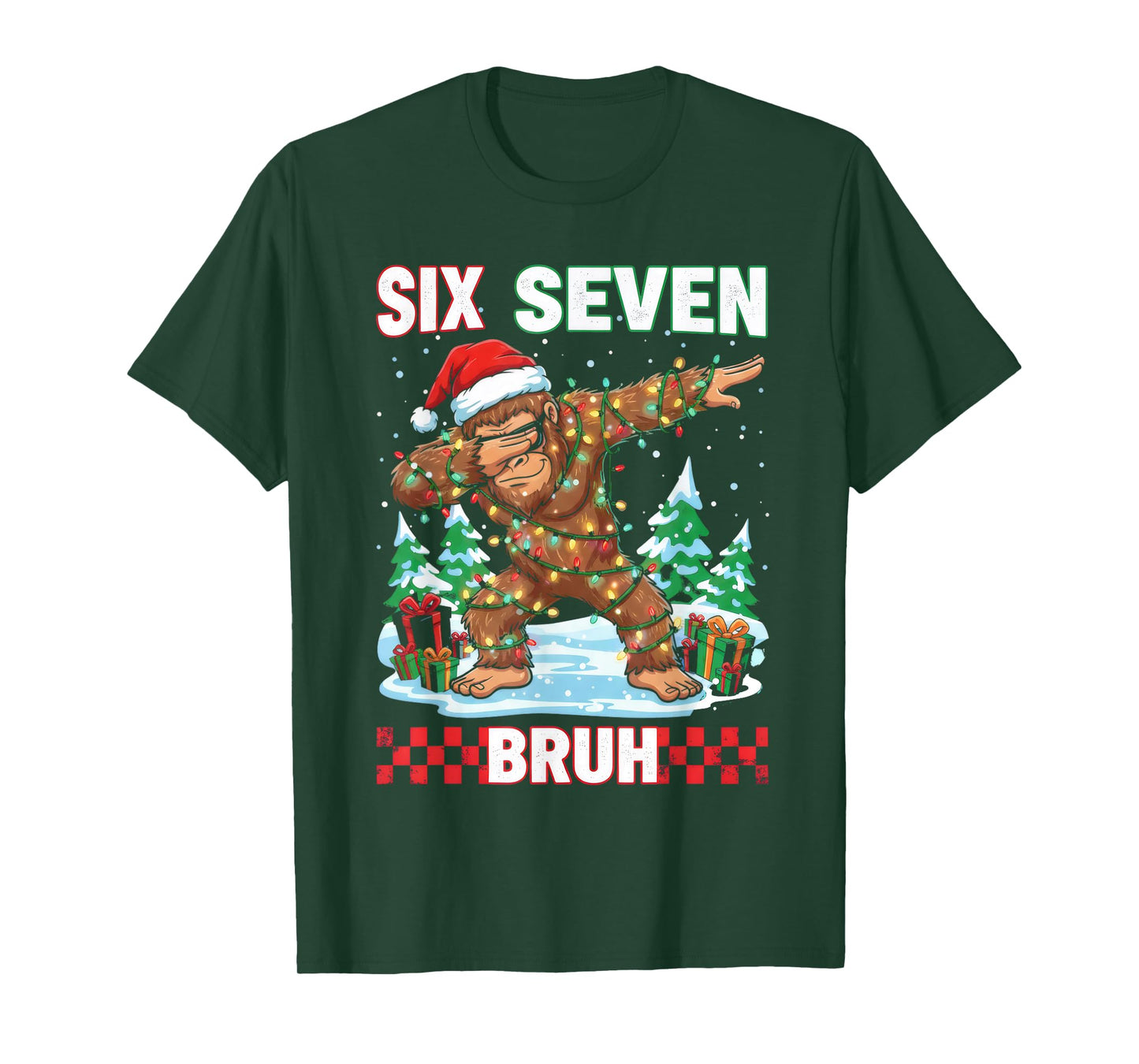 67 Bigfoot Six Seven Bruh Funny Big Foot Christmas T-Shirt
