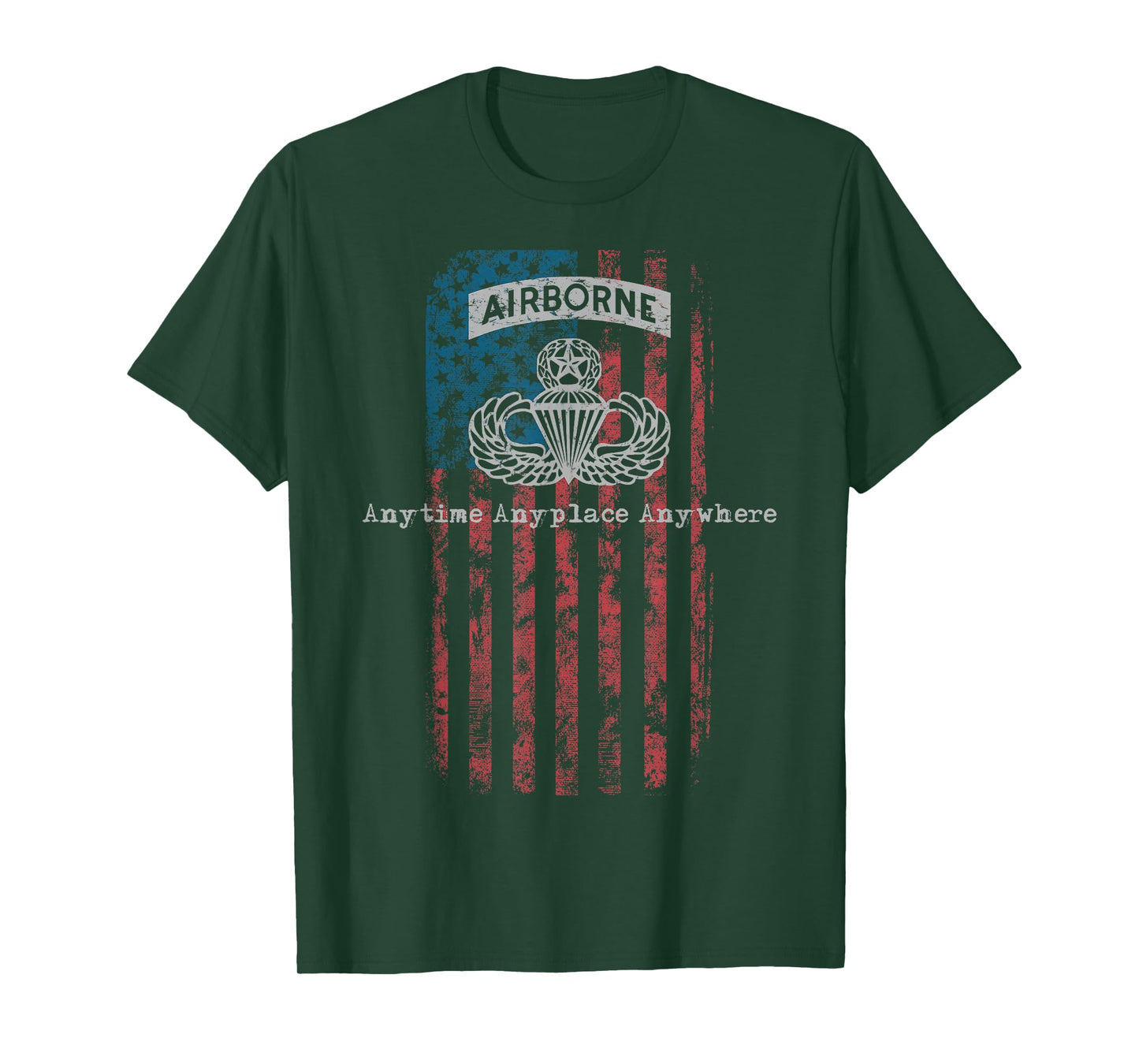 Gray Airborne Jumpmaster Badge with Flag T-Shirt