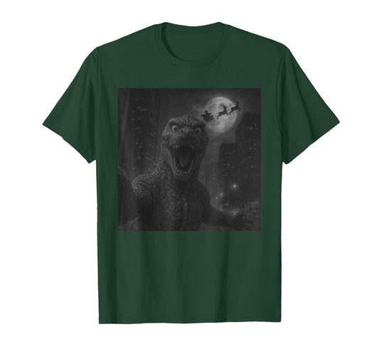 Funny Japanese Kaiju Selfie Santa Christmas Men Boys Kids T-Shirt