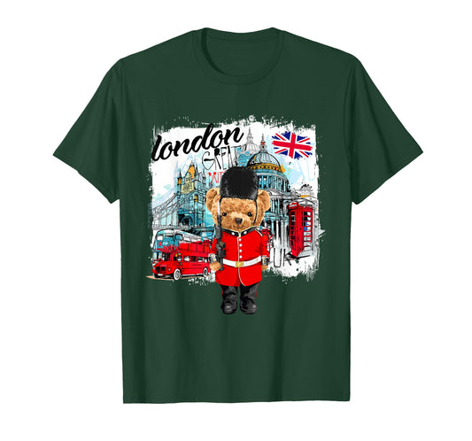 London Teddy Bear Queen Guard Illustration Graphic Cartoon T-Shirt