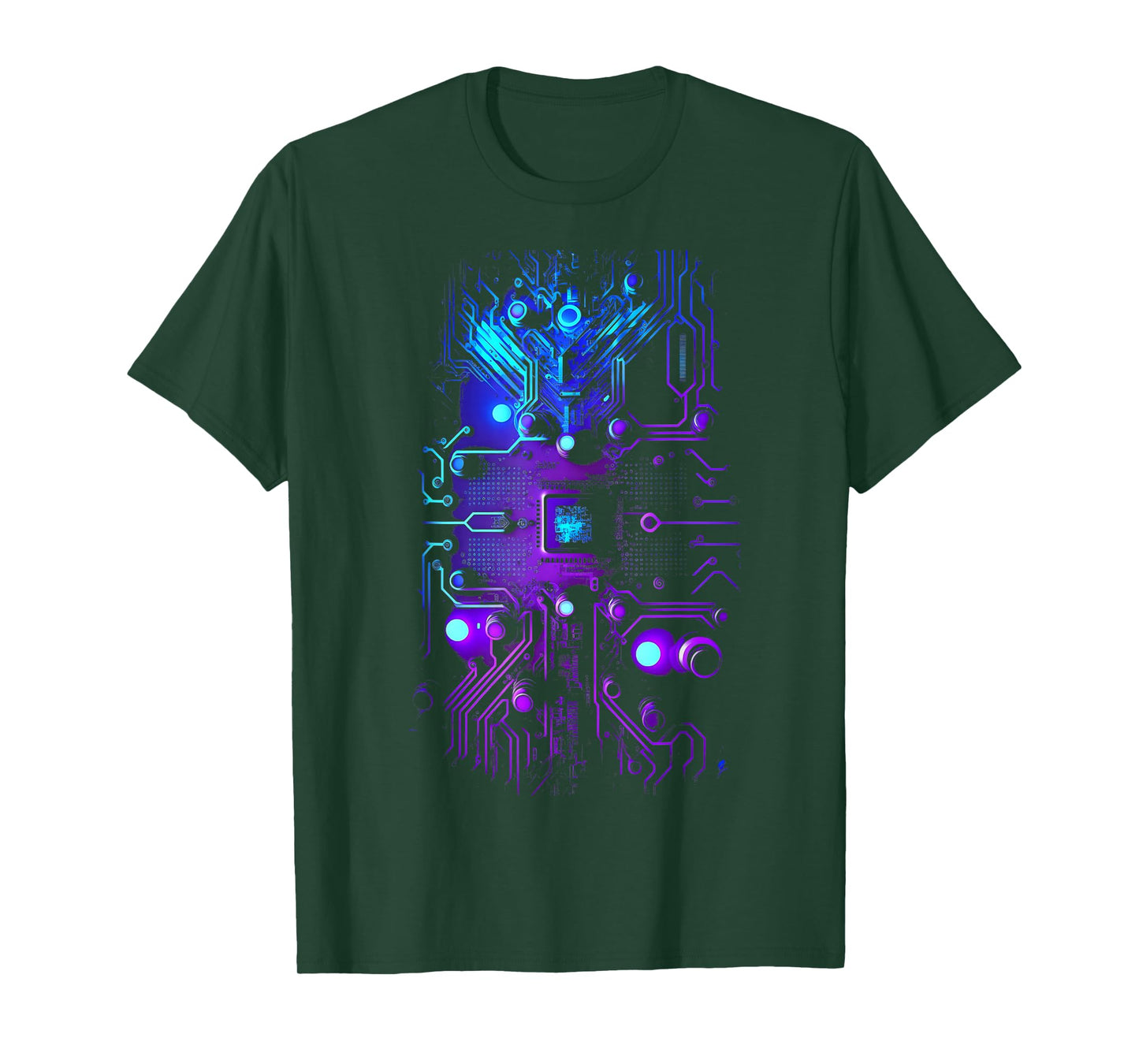 Motherboard Microchip Purple Blue IT Computer Background T-Shirt