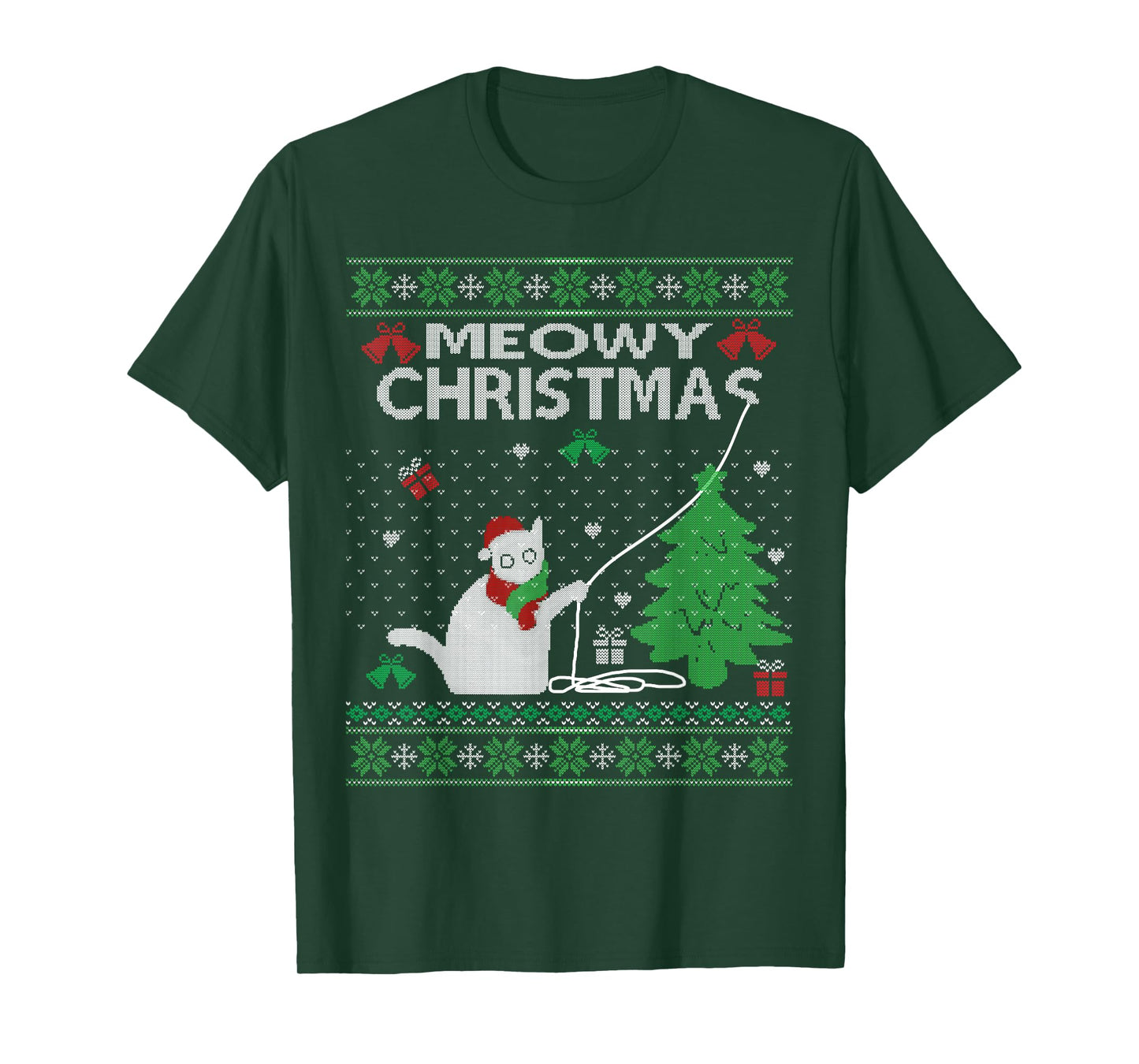 Funny Meowy Christmas Cats Xmas Cute Cat Lover Ugly Sweater T-Shirt