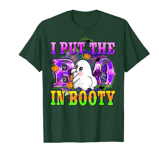 Retro Groovy I Put The Boo In Booty Ghost Butt Halloween T-Shirt