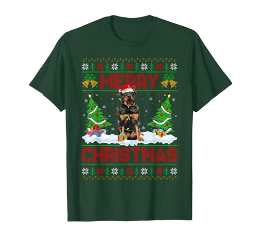 Rottweiler Ugly Xmas Sweater Funny Pet Dog Lover Christmas T-Shirt