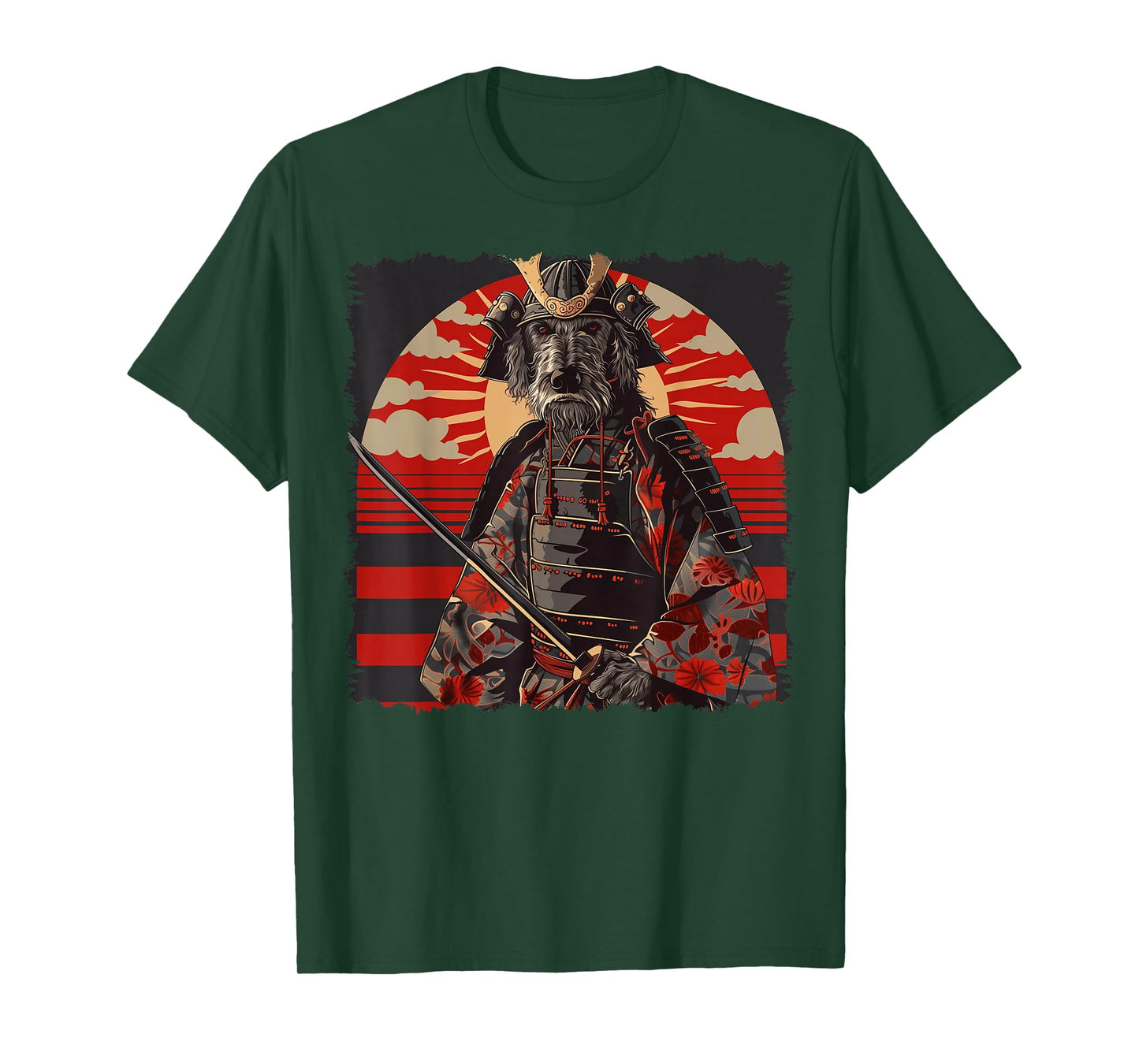 Irish Wolfhound Dog Japanese Art Samurai Ukiyo-e Vintage T-Shirt