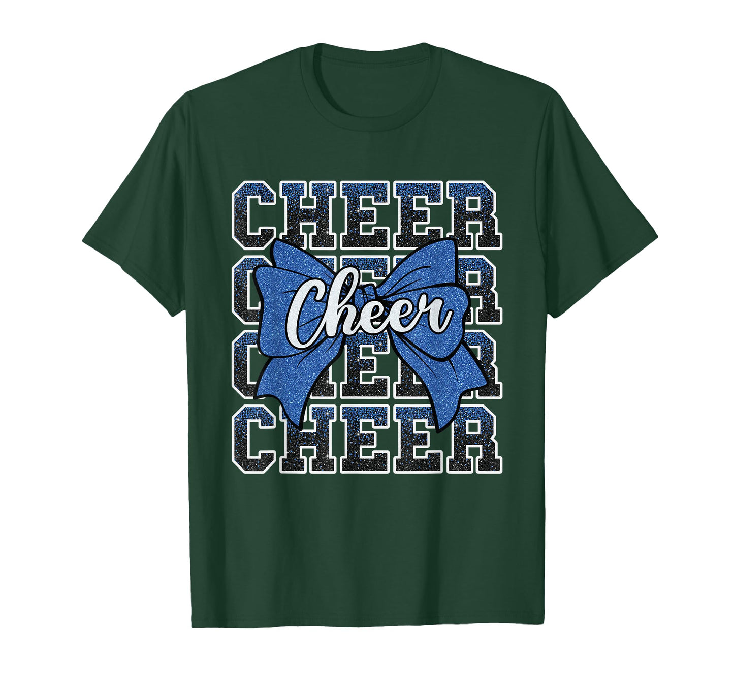 Coquette Cheer Bow Sport Cheerleader Cheerleading Blue T-Shirt