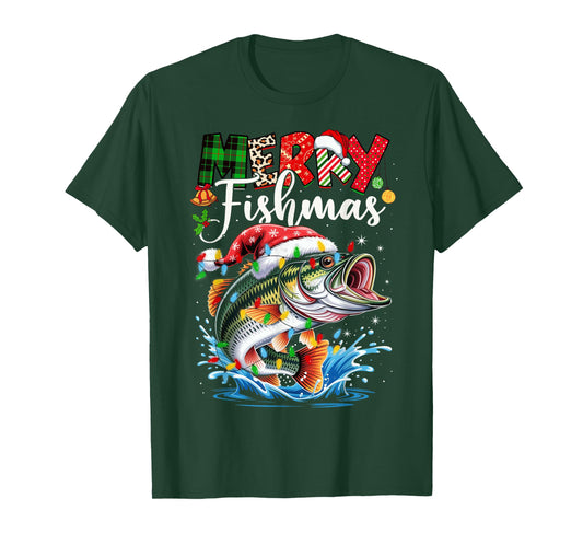 Merry Fishmas Fish Fishing Merry Xmas Christmas Men Women T-Shirt
