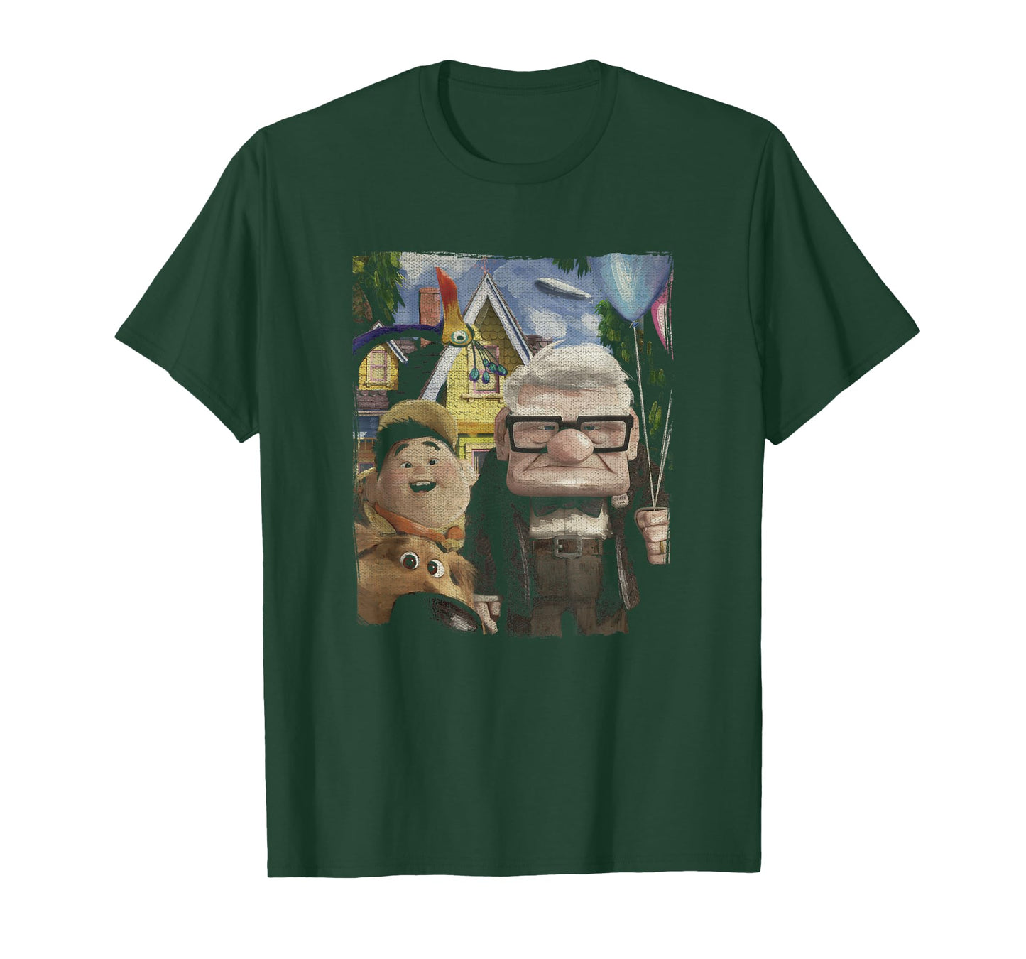 Disney Pixar Up Carl Russell Dug & Kevin Vintage Painting T-Shirt