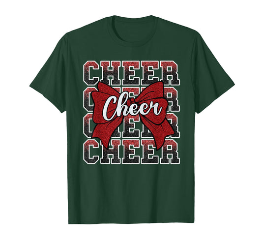 Coquette Cheer Bow Funny Sport Cheerleader Cheerleading Red T-Shirt