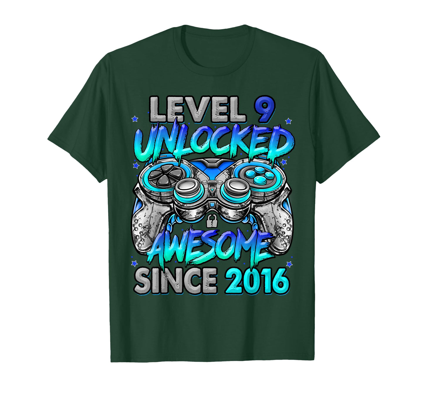 Level 9 Unlocked Awesome Since 2016 9th Birthday Gaming T-Shirt
