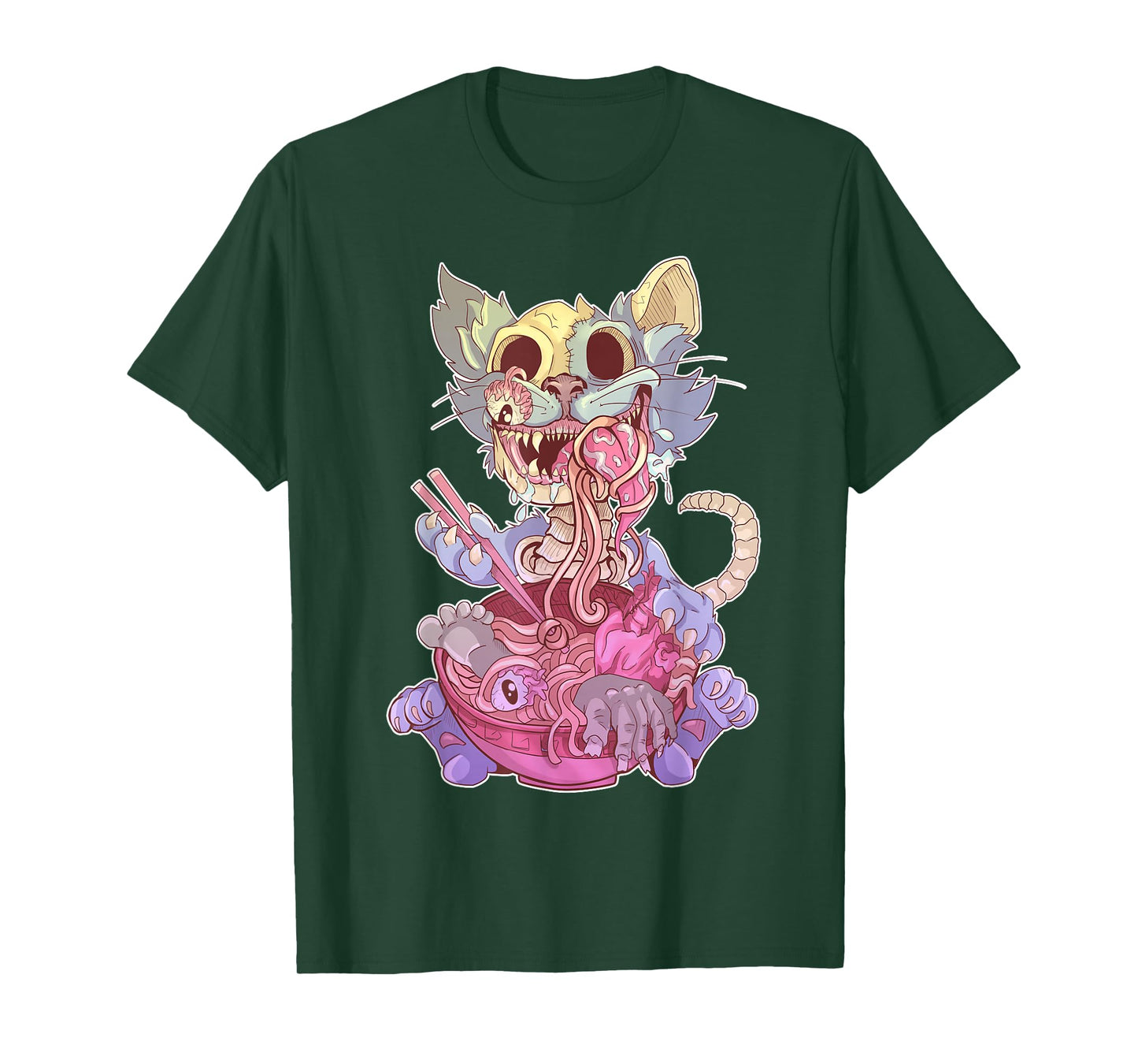 Ramen Shirt Pastel Goth Kawaii Weird Cat Eating Ramen Otaku T-Shirt