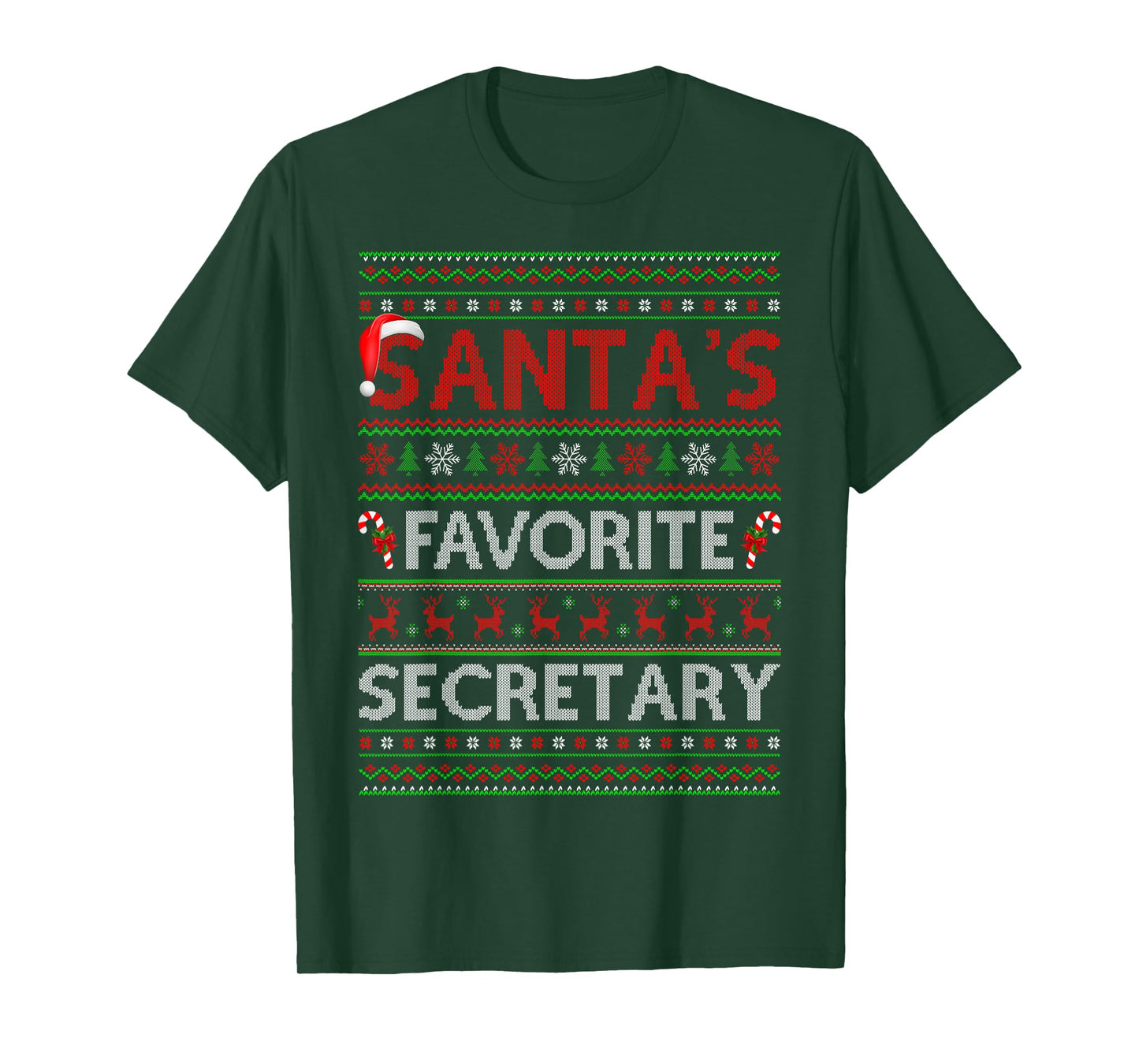 Santa Favorite Secretary Ugly Christmas Sweaters Funny Xmas T-Shirt