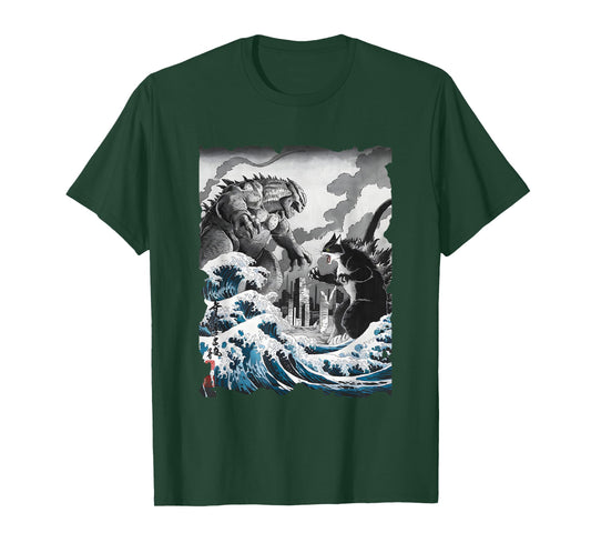 Kaiju Vs. Catzilla Sumi-e - Vintage Kanagawa Japanese Art T-Shirt