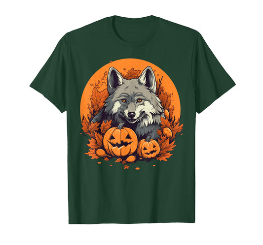 Pumpkin Wolf costume on Wolf Halloween T-Shirt