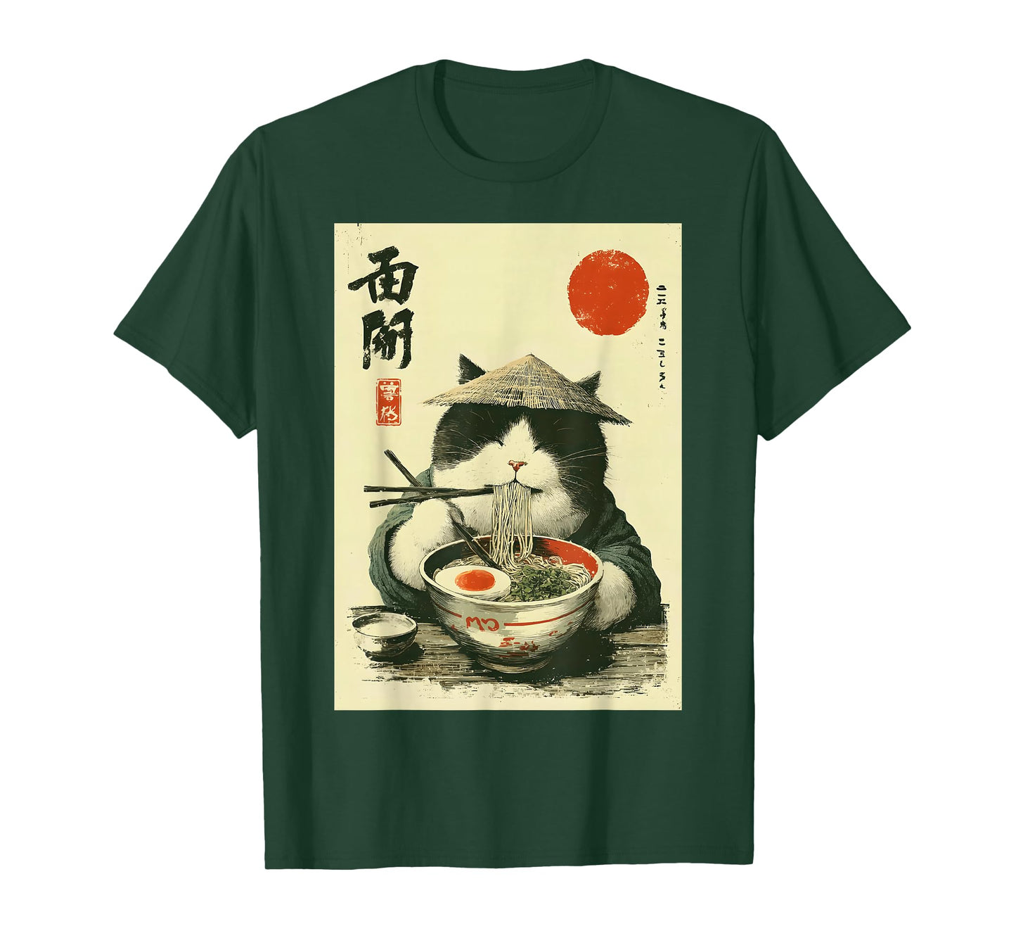 Funny Japanese Ramen Cat Art Kawaii Noodle Lover Anime Style T-Shirt