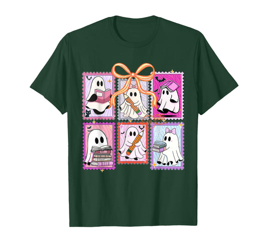 Coquette Bow Spooky Teacher Ghost Halloween Trick Or Teach T-Shirt