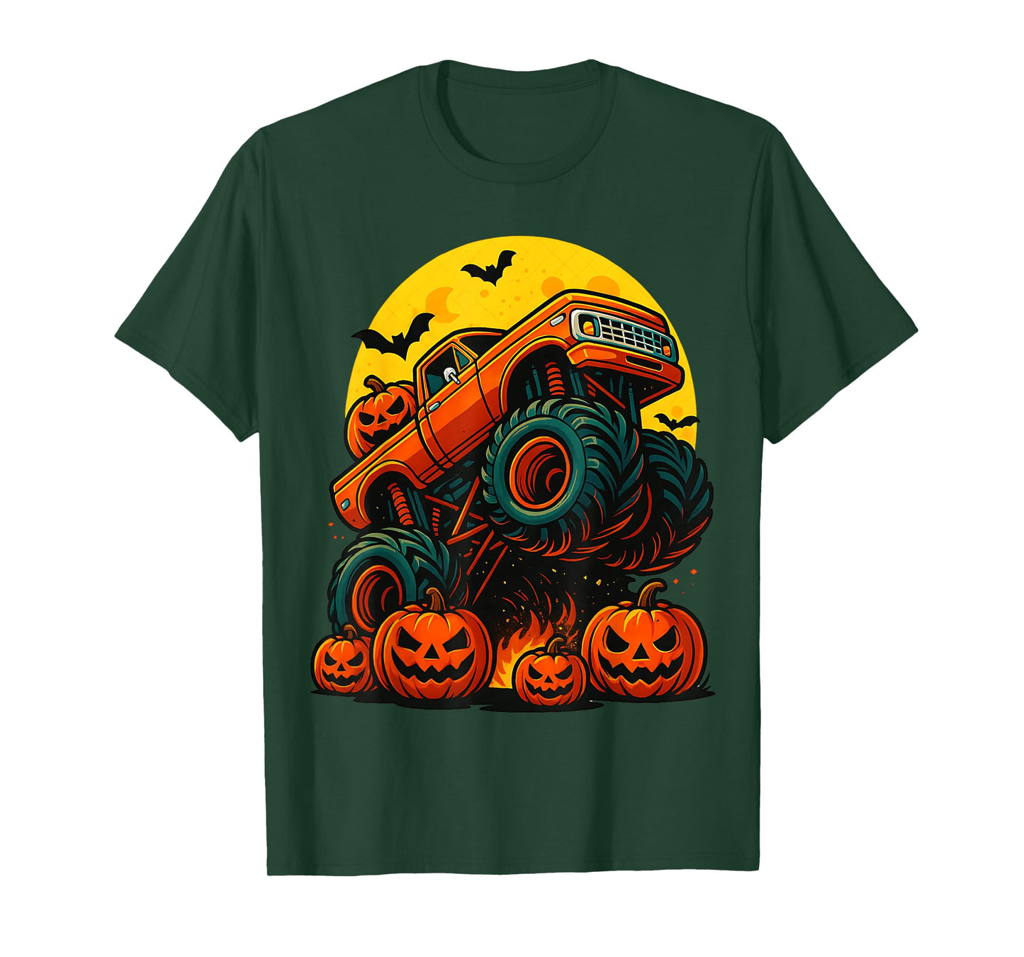 Monster Truck Halloween Jack O Lantern Moon Pumpkin Toddler T-Shirt