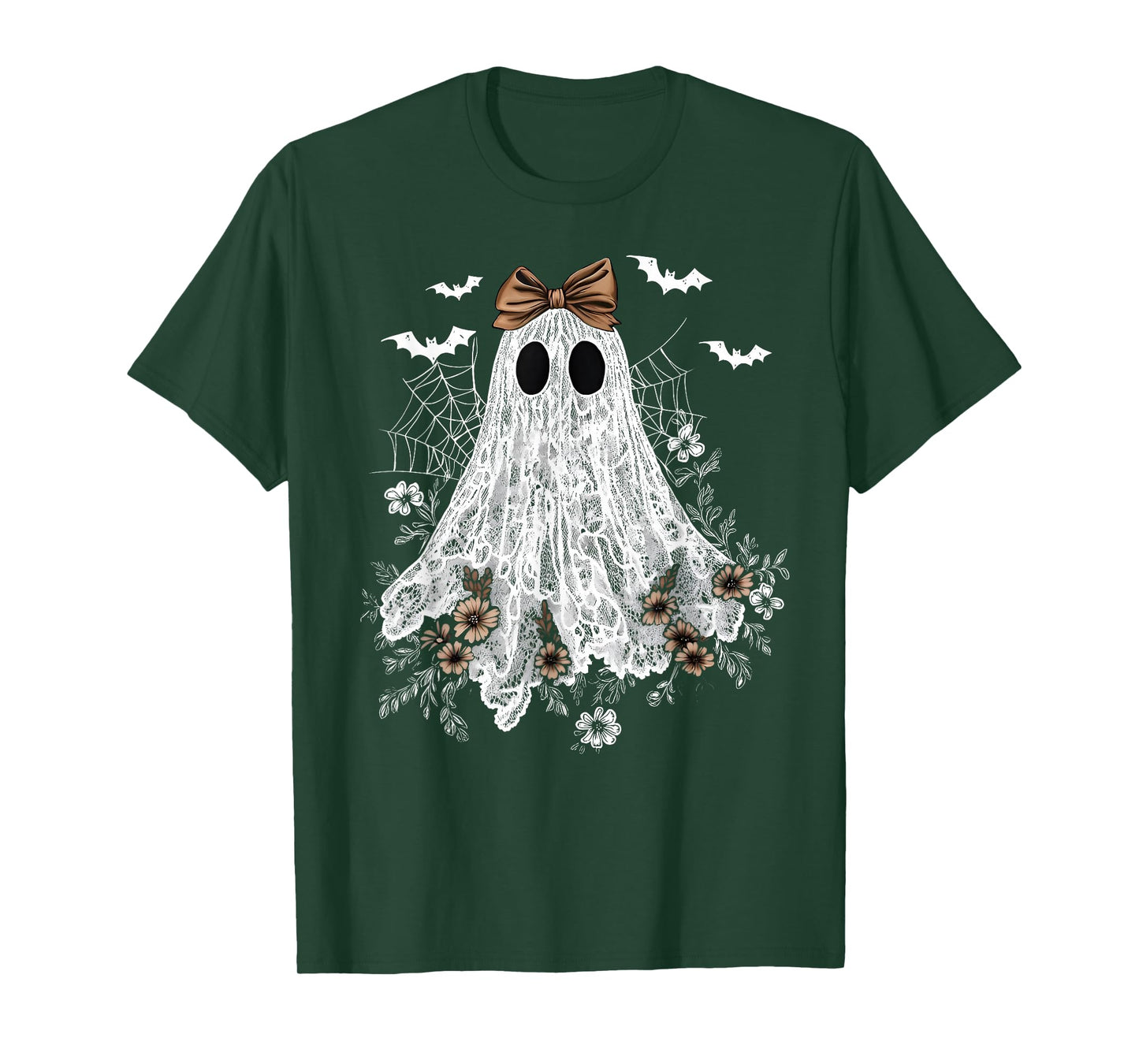Funny Ghost Wildflower Coquette Bow Halloween Spooky Season T-Shirt