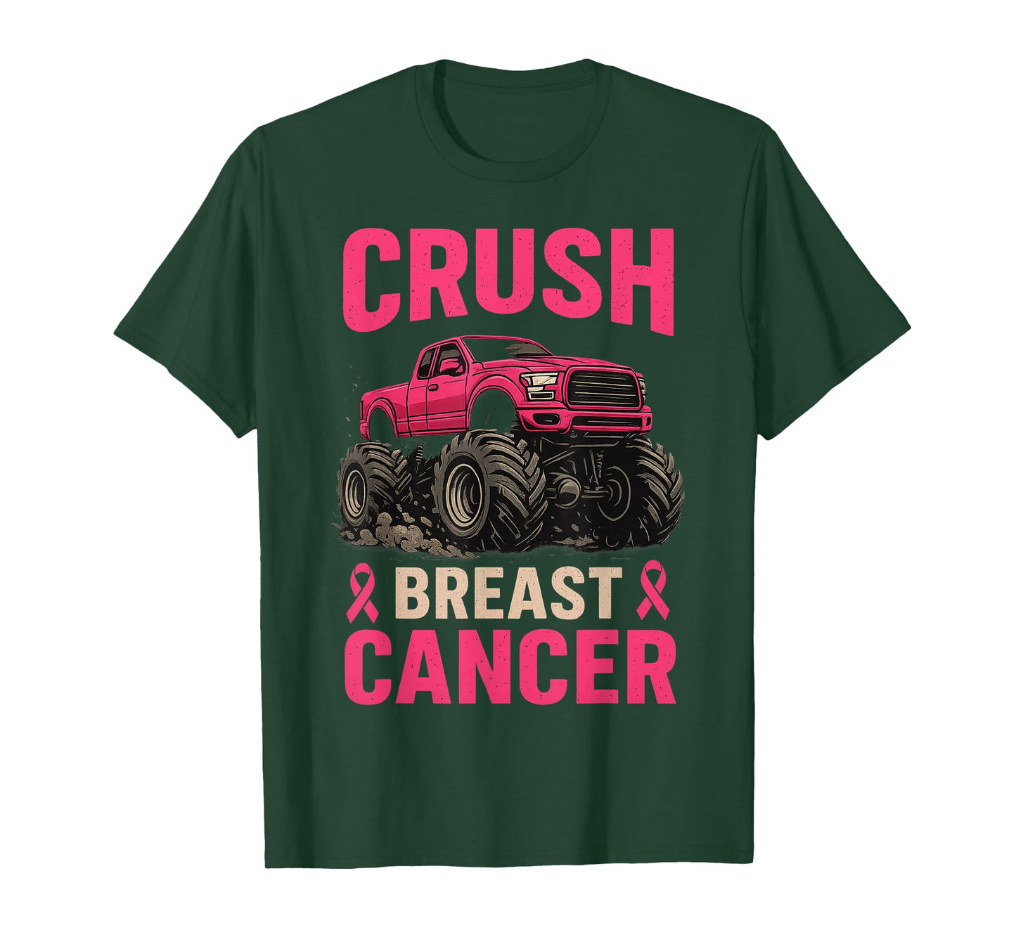 Crush Breast Cancer Awareness Monster Truck Toddler Boy Kid T-Shirt