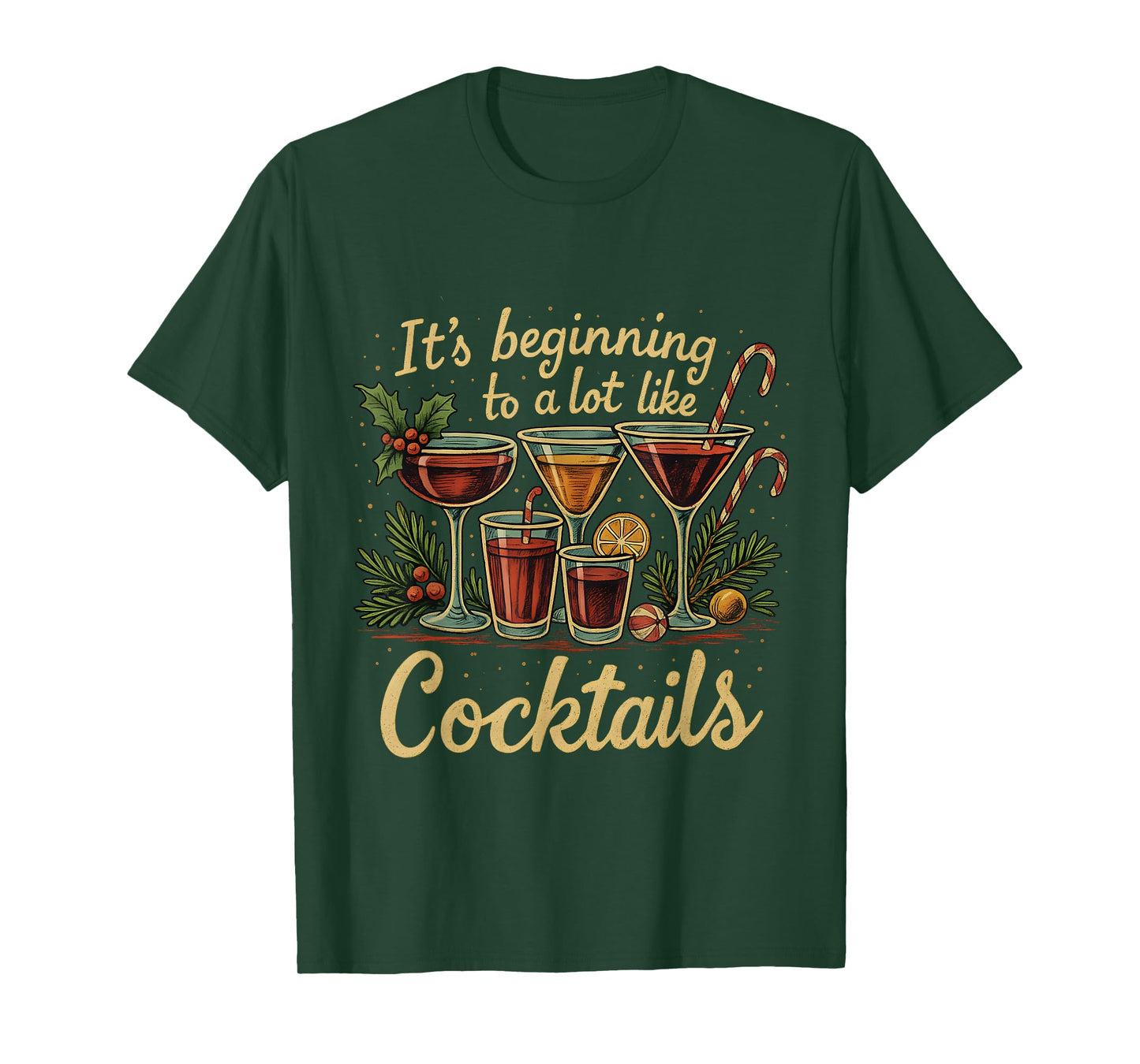 Holiday Cocktails Funny Christmas Drink Lover T-Shirt