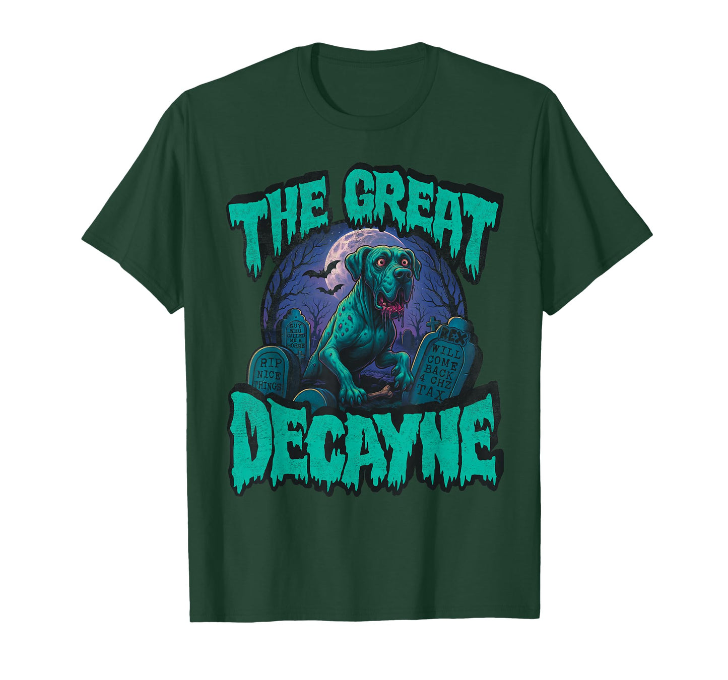 Funny Great Dane Halloween Jowls, Great Decayne Zombie Dog T-Shirt