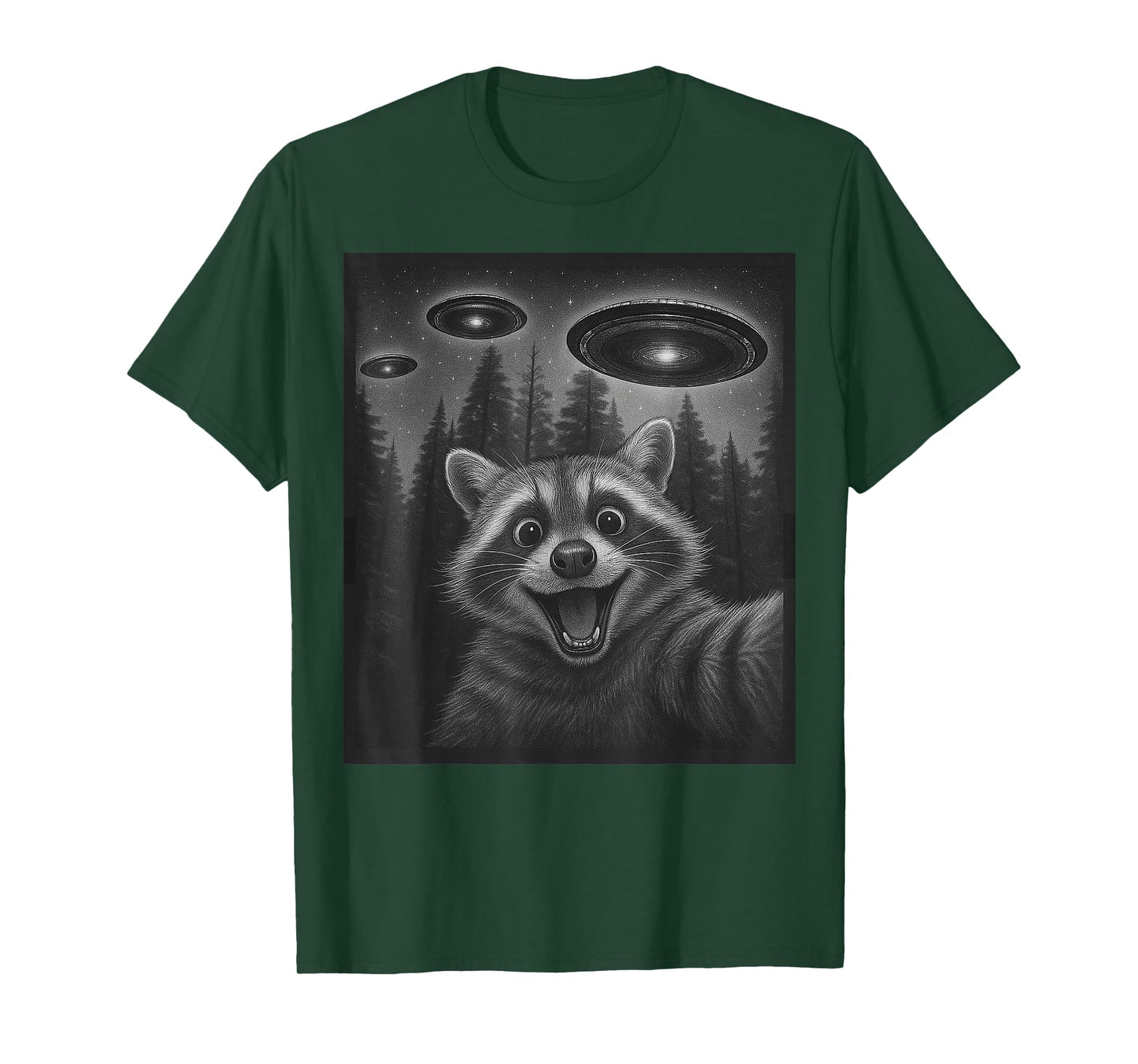 Funny Raccoon Selfie Alien UFO Gifts for Men Women Boy Kid T-Shirt