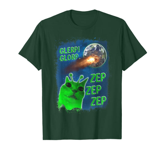 Glerp Glorp Funny Alien Cat Dank Meme Brainrot T-Shirt