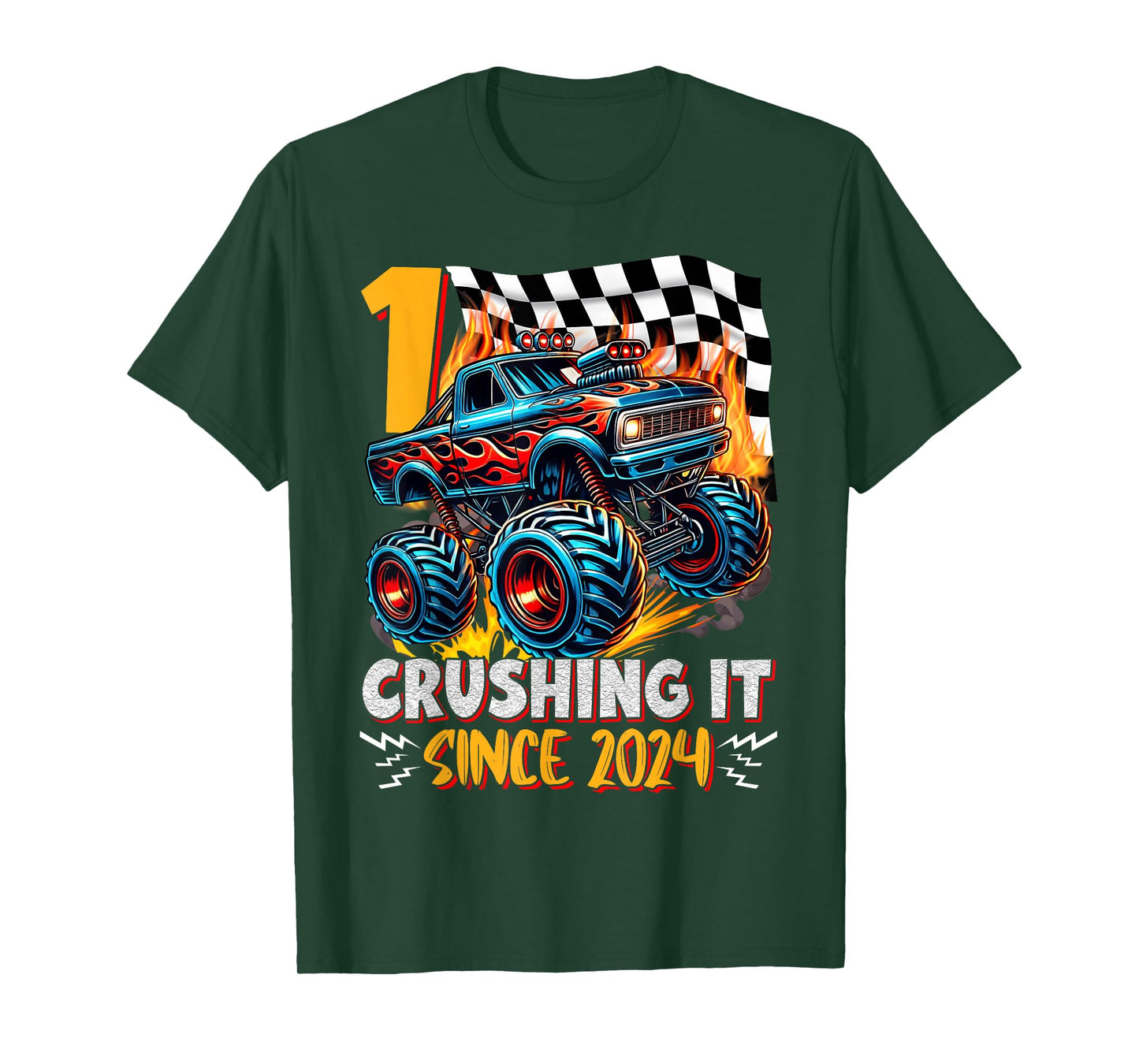 Birthday Monster Truck 1 Year Old Boys 1st Party Born 2024 T-Shirt