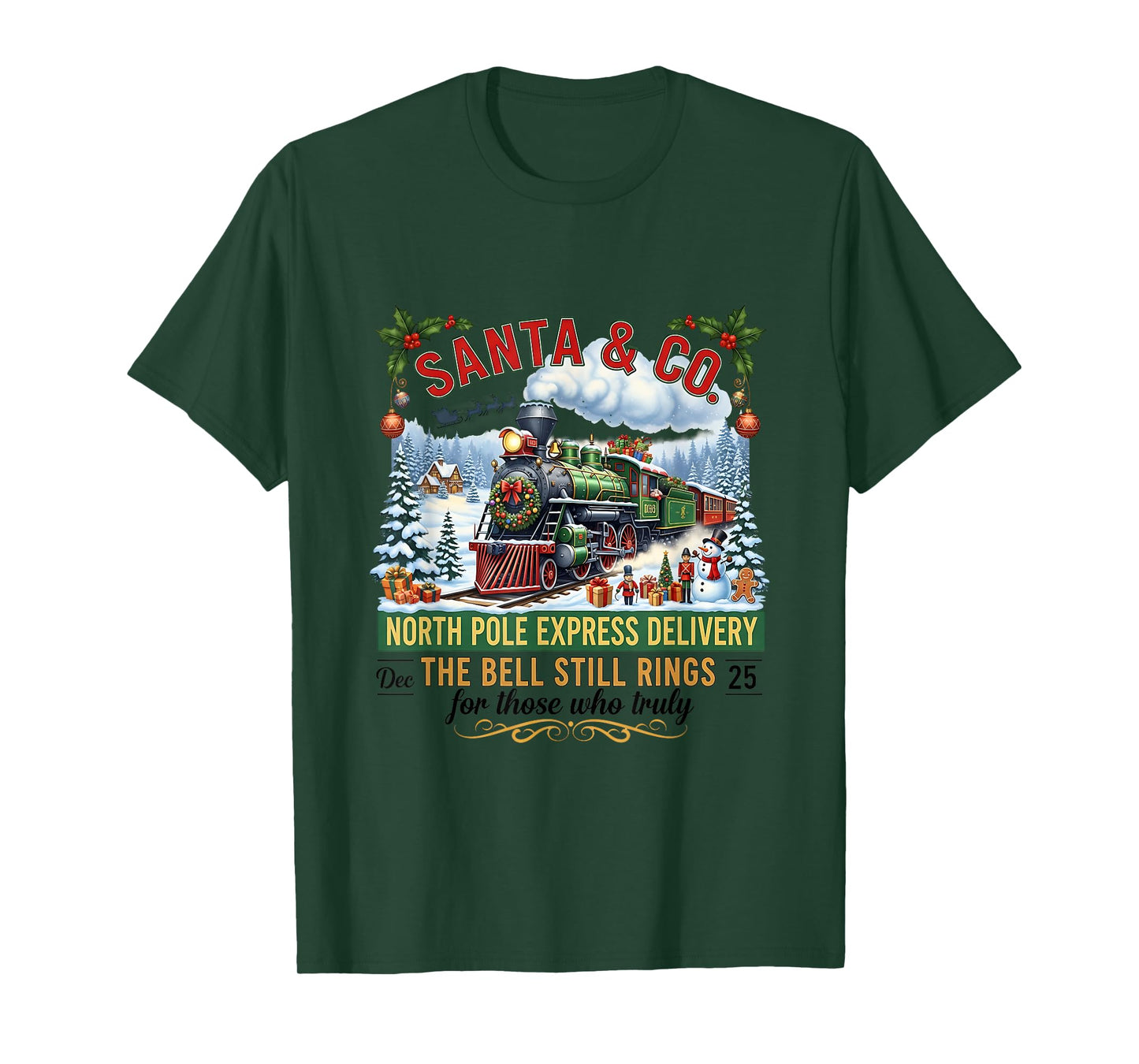 All Aboard Christmas Town Believe Wonderland Express Train T-Shirt