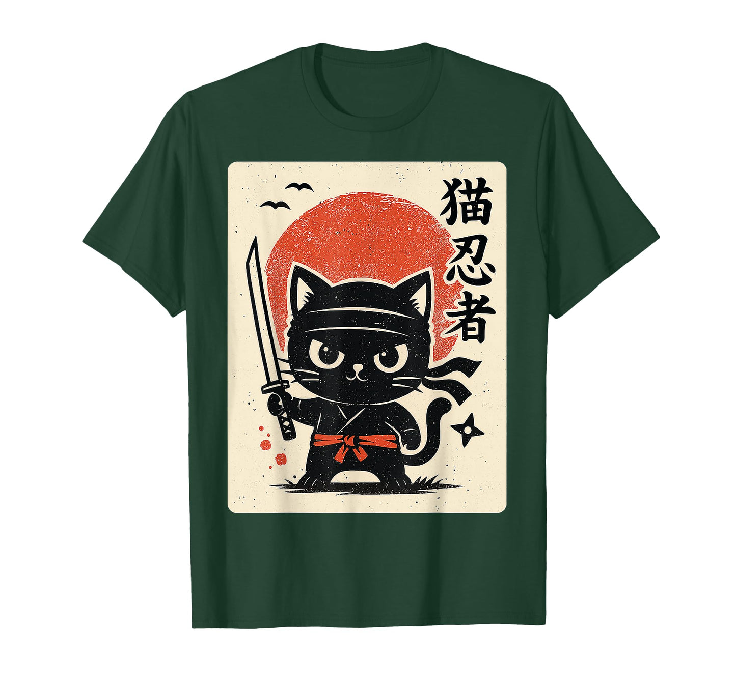 Cute Samurai Ninja Cat Warrior Japanese Anime Gifts Funny T-Shirt