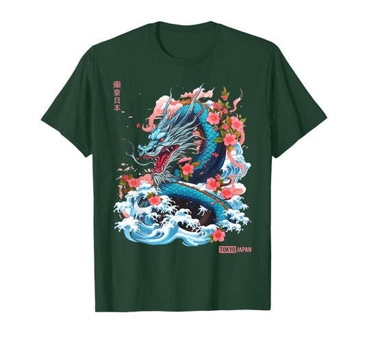 Japanese Dragon Tokyo Asian Manga Inspired Retro 80’s Style T-Shirt