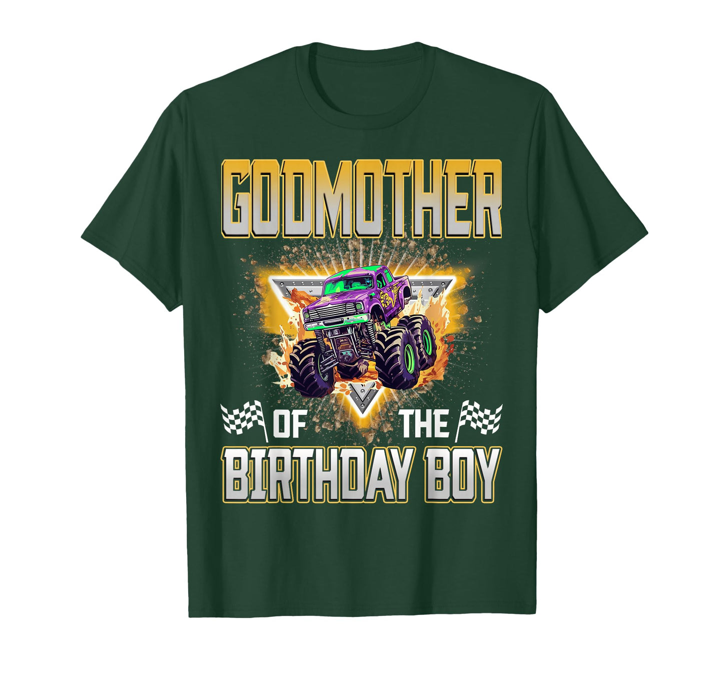 Godmother of The Birthday Boy Monster Truck Birthday Family T-Shirt