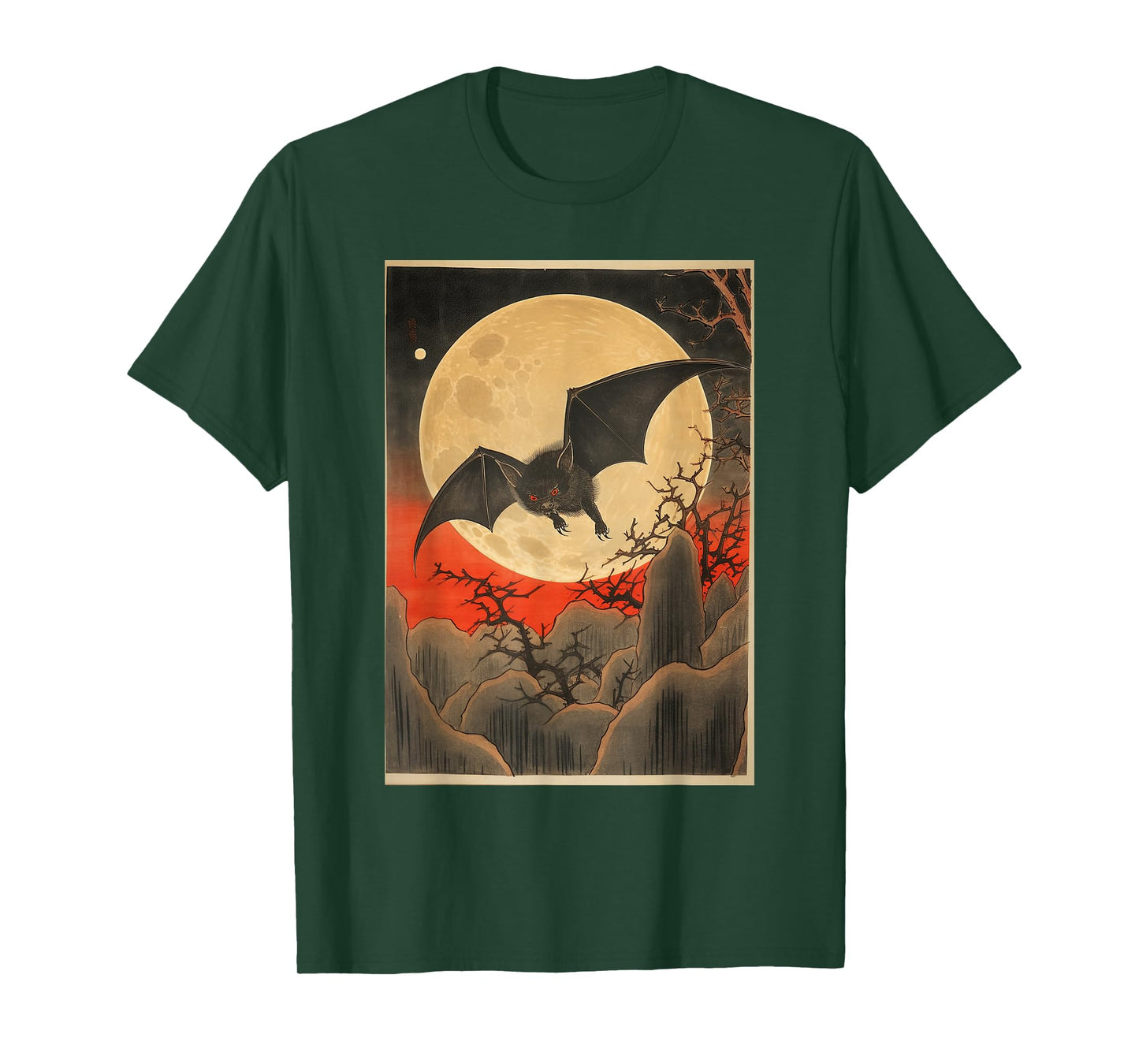 Japanese Woodblock Art 1905 Bat in Moon Meiji Era T-Shirt