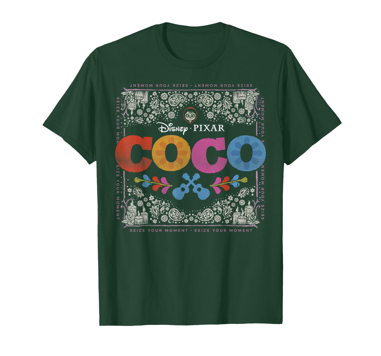 Disney Pixar Coco Colorful Square Floral Miguel T-Shirt T-Shirt