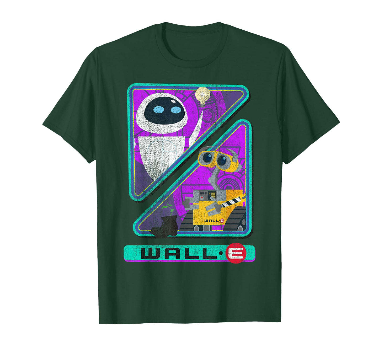 Disney Pixar Wall-E Retro Distressed Eve & Wall-E Split T-Shirt
