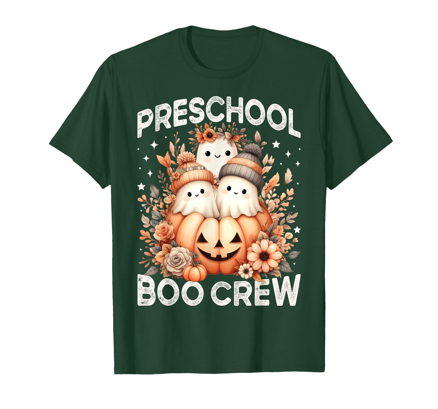 Preschool Boo Crew Teacher Kids Fall Halloween Ghost Pumpkin T-Shirt