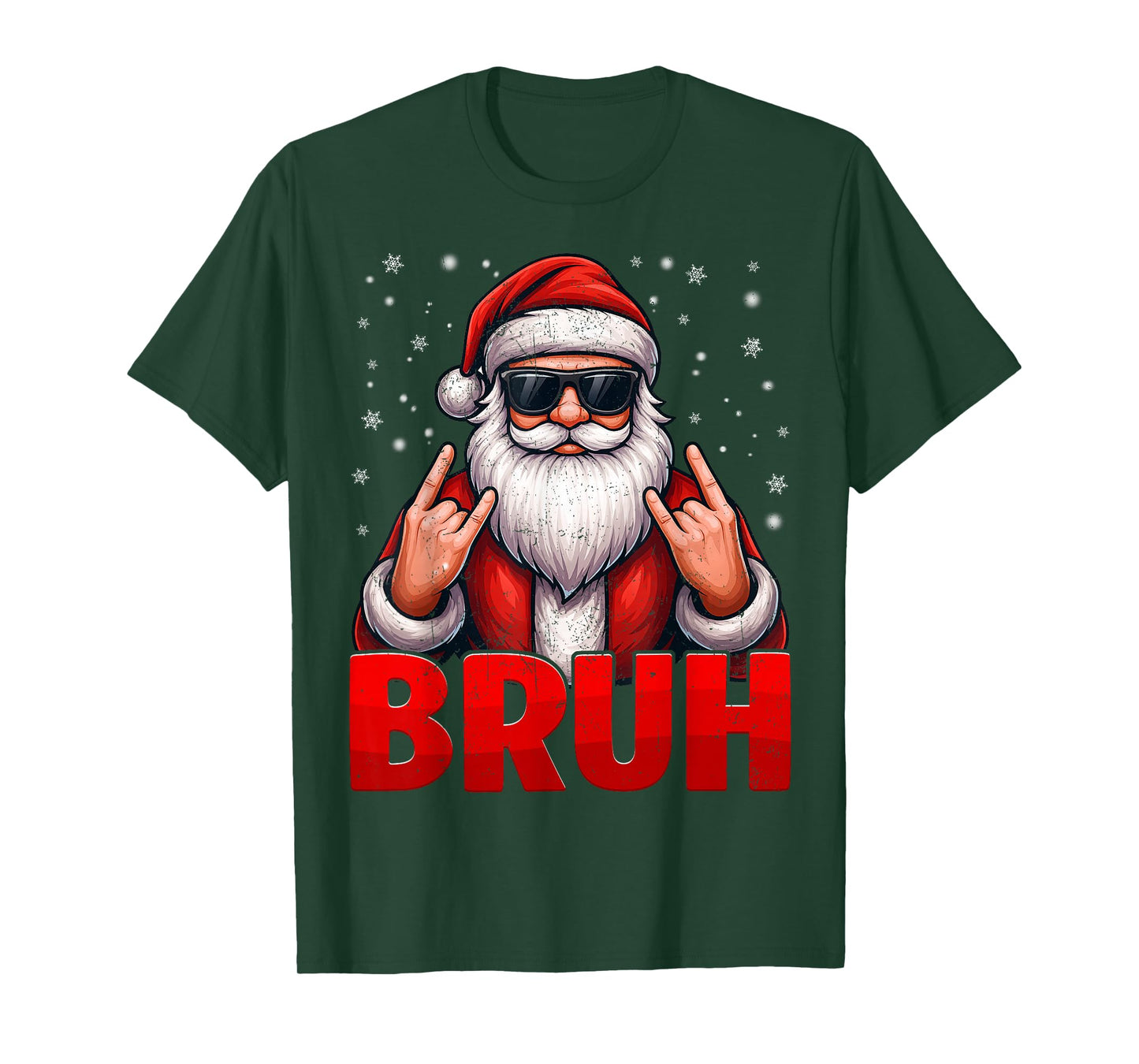 Bruh Santa Rock On Snowflake Christmas Xmas Mens Boys Tees T-Shirt