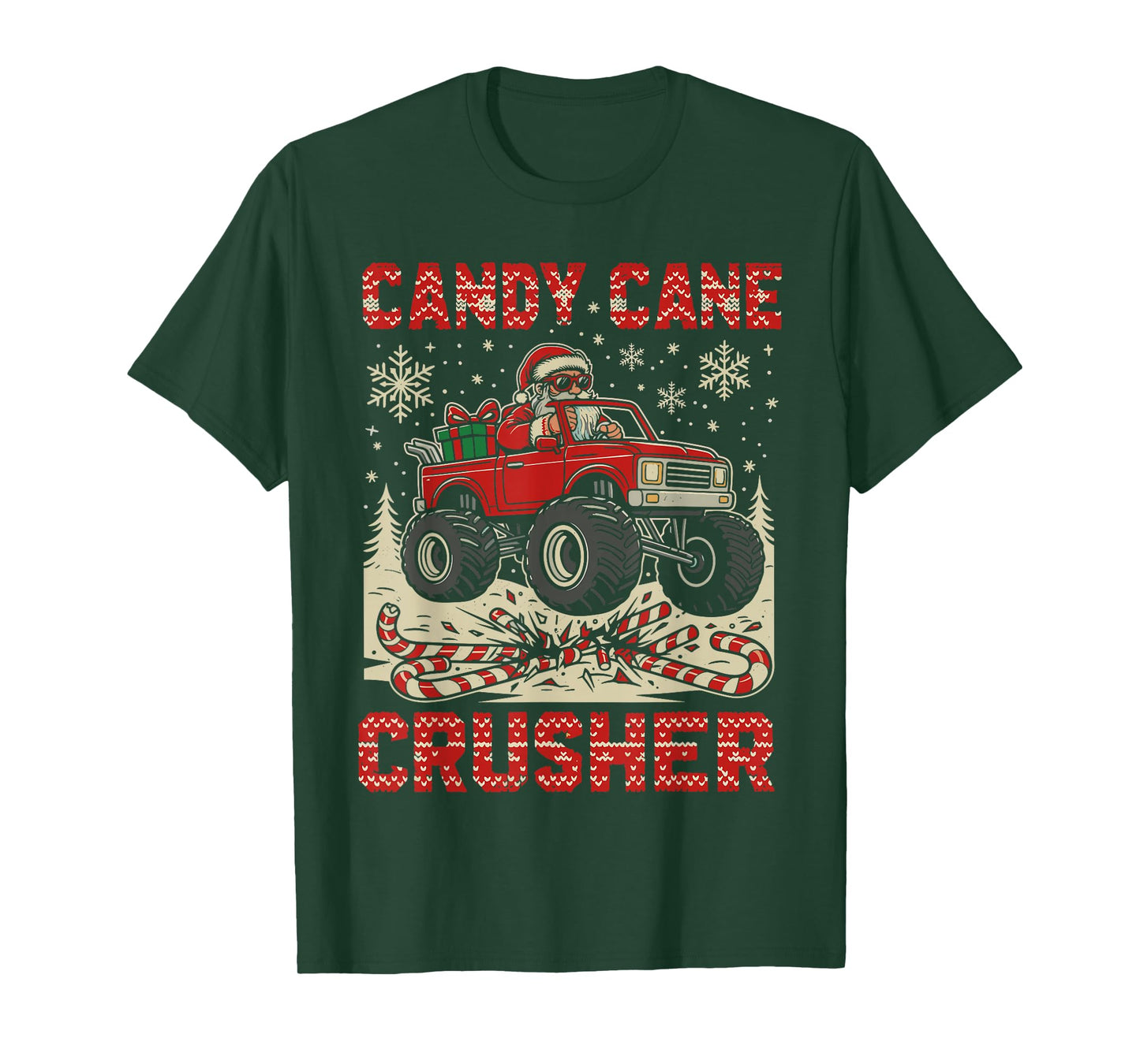 Toddler Christmas Pajamas, Monster Truck Candy Cane Crusher T-Shirt