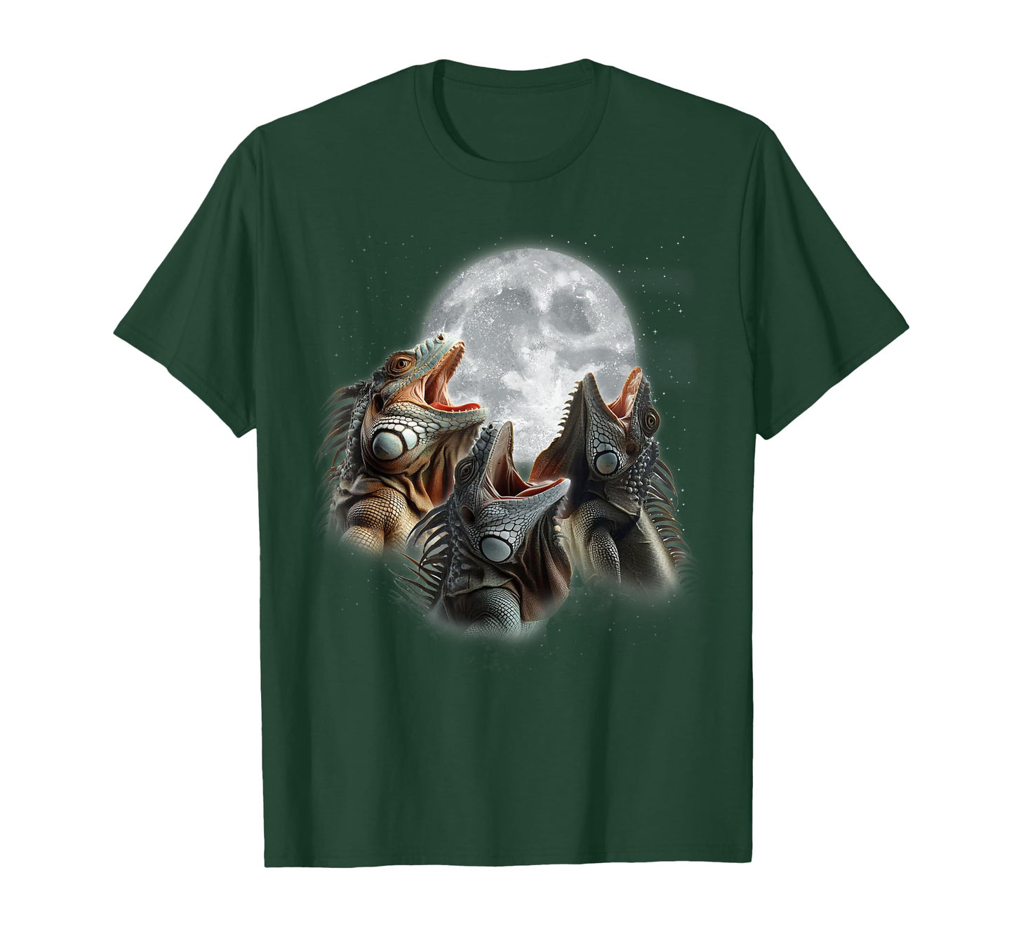 3 Iguanas Howling At The Moon Funny Iguana Hunter Pet Lizard T-Shirt