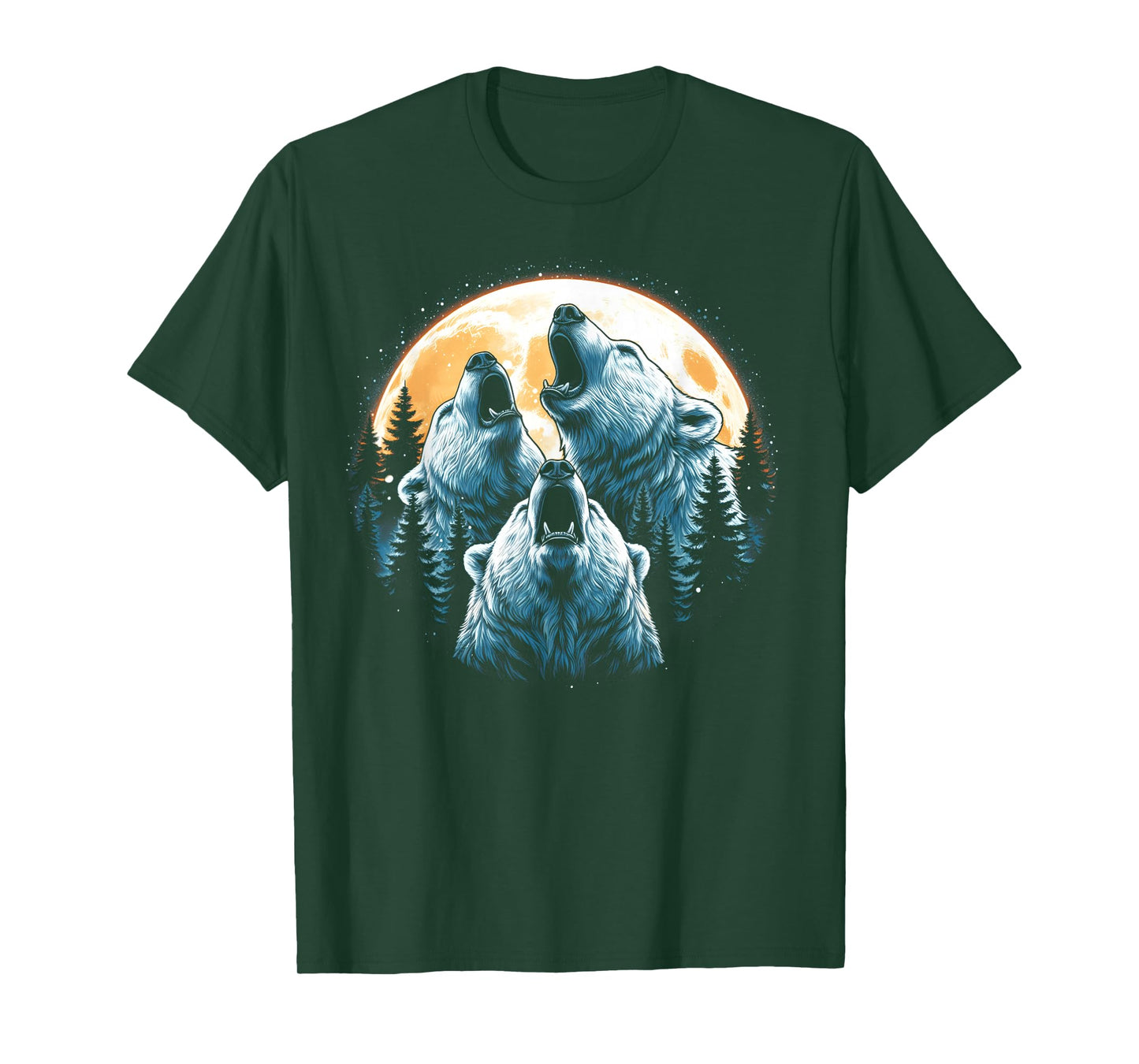 3 Polar Bears Howling At The Moon Wolf Animal T-Shirt