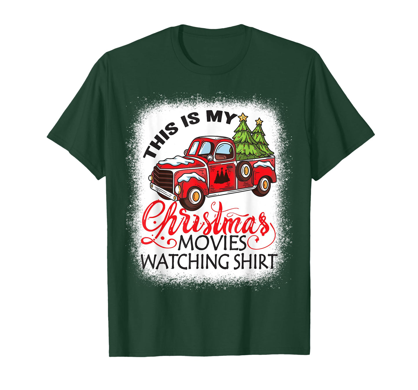 This Is My Christmas Movies Watching Shirt Bleached Xmas T-Shirt