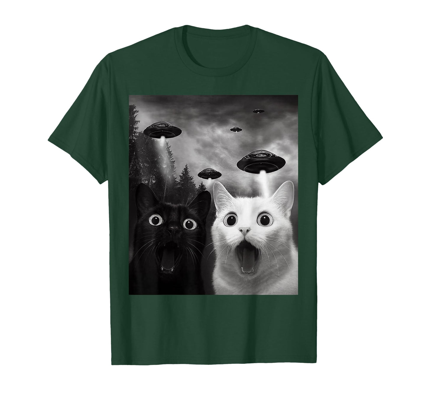 Cats Selfie with Alien UFO Funny Cat Gifts for Men Women Kid T-Shirt